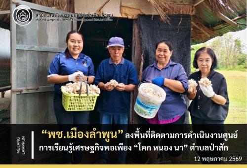 พช.เมืองลำพูน ลงพื้นที่ติดตามการดำเนินงานศูนย์การเรียนรู้เศรษฐกิจพอเพียง "โคก หนอง นา" ตำบลป่าสัก