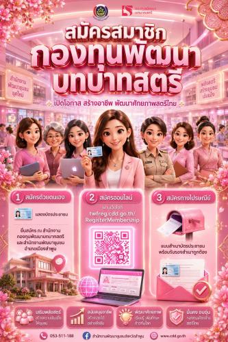 กองทุนพัฒนาบทบาทสตรีอำเภอเมืองลำพูน เชิญชวนสมัครสมาชิกกองทุนพัฒนาบทบาทสตรี